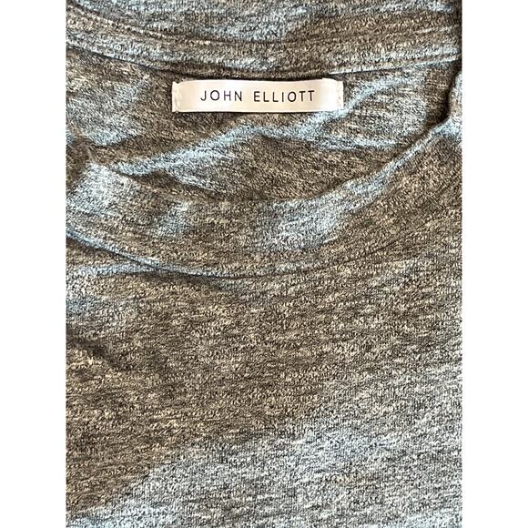 John Elliott Long Sleeve Tee 2 Heather Gray Made in USA Crew Neck Soft Stretch - Picture 2 of 8